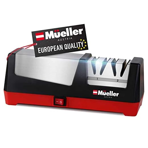 Mueller Professional Electric Knife Sharpener for Straight Knives Diamond Abrasives, Quickly Sharpening, Repair/Restore/Polish Blades