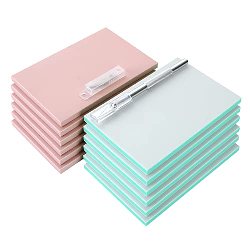 Dirbuy 12 Pcs Linoleum Blocks For Printmaking 4X6 Inch, Rubber Blocks Printing, Soft And Easy To Carve (Pink, Green, Craft Knife Include) #TOP24