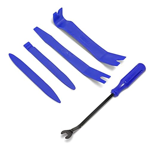 BLAU GRUN 5PCS Auto Trim Removal Tool Kit, Car Interior Door Panel Clip Fastener Removal Set, No Scratch and No Marring Plastic Pry Tool Kit for Vehicle Dash Radio Audio Installer (Blue)