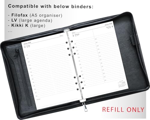newestor 2026 Tagebuch nachfüllen A5, 1 Tag auf einer Seite, kompatibel mit Filofax A5 Organiser, 148 x 210mm