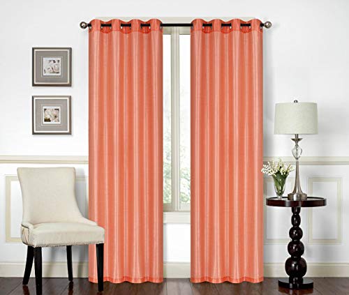 All American Collection New Elegant Modern Contemporary Solid Faux Silk Window Treatment Curtain (54 x 84 Peach Panel)