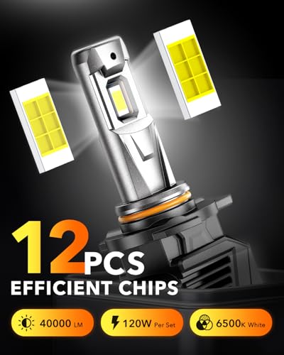 OXILAM 9012 LED Bulbs, 900% Brighter 6500K Cool White Hir-2 Driving Bulbs, Anti-Flicker, 20-Years Lifespan, IP68, Plug-N-Play Design, Fog Lights Compatible with Cars Trucks SUVs, Pack of 2