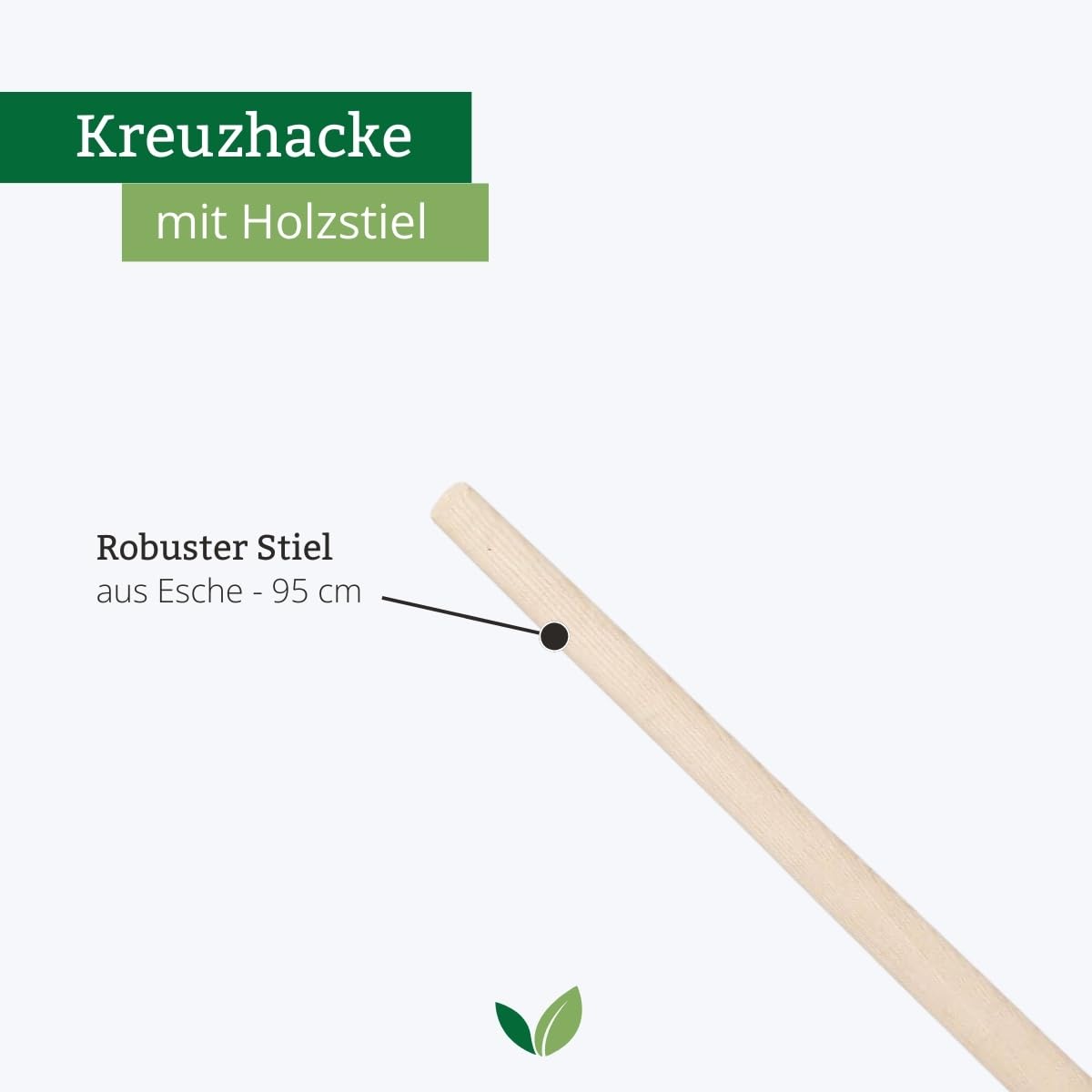 Kreuzhacke 3 kg aus gehärtetem & geschmiedetem Stahl | Stabiler Eschenstiel 95 cm | Spitzhacke & Flachhacke für Harte, steinige Böden | Wurzeln schneiden, Erde lockern, Gartenhacke