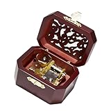 Itkcozcg Caja de música retro en miniatura con diseño intrincado hueco de madera, caja de música para amantes de la familia, amigos, caja de música