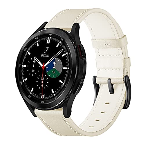 Leather Watch band Compatible for Galaxy Watch 4 Huawei Watch White