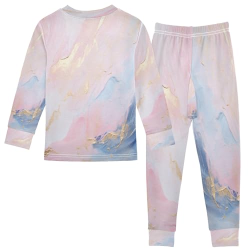 senya Pink Marble Pajamas Set Long Sleeve Soft Cotton Sleepwear 2 Piece2