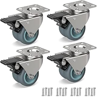 RAVN HAMAN Set of 4 Furniture castors 50 mm - Heavy duty castors with brake up to 100 kg per wheel - Wheels for indoor and outdoor use - Swivel castors for many floor types - Industrial castors