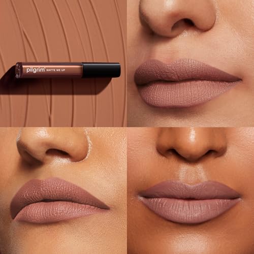 Image of Pilgrim Liquid Matte Lipstick - Nude Feud | Lipstick for Women with Hyaluronic Acid & Spanish Squalane | Transferproof, Long Lasting & Non Drying with Hydrating Ingredients 3gms