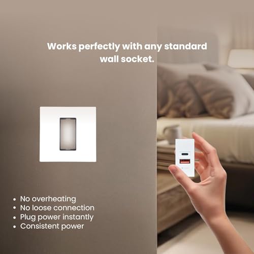 Image of MX 35W Modular USB Charger Socket with Dual Ports USB-C & USB-A, Fast Charging Wall Module for Switch Board, 90-270V AC Input, 22.5 x 45 mm Modular Plate, Power Socket for Home & Office, White