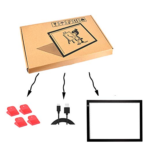 SanerDirect Diamond Painting Light Pad A3, Well-Design Type-C Connection Port, Adjustable Brightness with Clips (Upgraded)