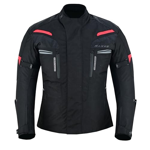 RAXUS THUNDER CHAQUETA DE MOTO HOMBRE INVIERNO 3/4 IMPERMEABLE Homologada CE (FR/ES, Letras, L, Regular, Regular, Rojo)