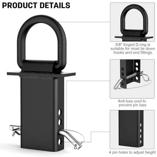 5/8” Stake Pocket Tie Down D Rings,Heavy Duty Trailer D Rings with Anti-loss Pin, Adjustable Utility Trailer D Rings 18000 LBS Capacity for Flatbed Cargo Trucks and Trailers,Trailer Accessories 6 Pack - Thumbnail 6