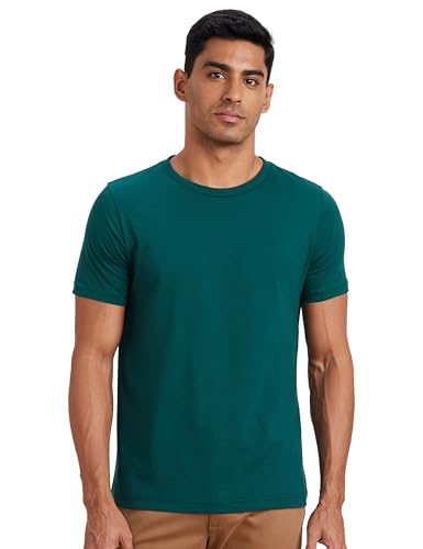 Image of Amazon Brand - Symbol Men's Solid Cotton T Shirt | Round Neck | Half Sleeve | Plain-Regular Fit (Available in Plus Sizes)