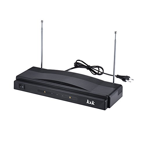 Henniu Kit de sistema de microfone remoto sem fio para estúdio, transmissor FM, receptor com cabo de