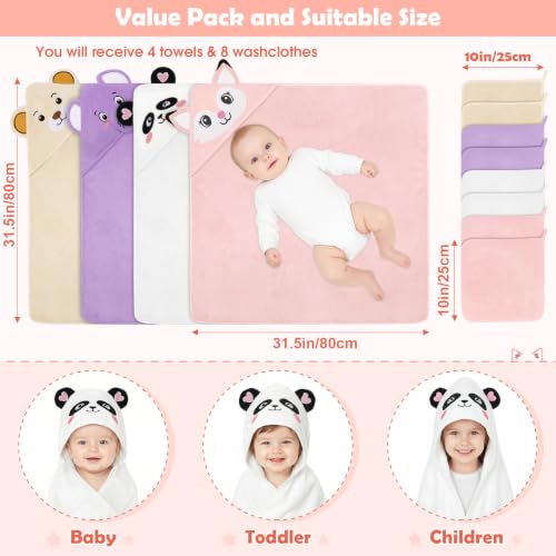 Image of 12 PCS Baby Bath Towels Set, Baby Towels for Infant Newborn Bath Essentials