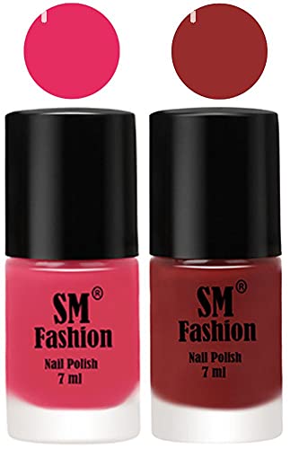 Image of Long Lasting Nail Polish | Nail Paint Combo 7 ml Each) - Set of 2 Dark Rose Pink-Jam