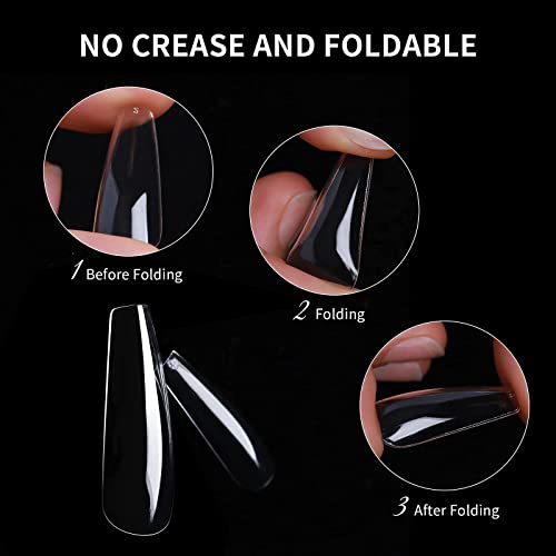 Tomicca Clear Coffin Nail Tips Full Cover, 500Pcs Long Acrylic Fake Nails Ballerina Nails Tips,10 Sizes Artificial False Nails For Nail Extension, Acrylic Nails For Salons And Diy Nail Art #TOP2