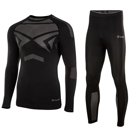 Toufer Thermal Underwear Set Thermoactive Flexible Quick Dry Breathable Seamless for Skiing Cycling Winter Sports ThermaFlex XL - XXL