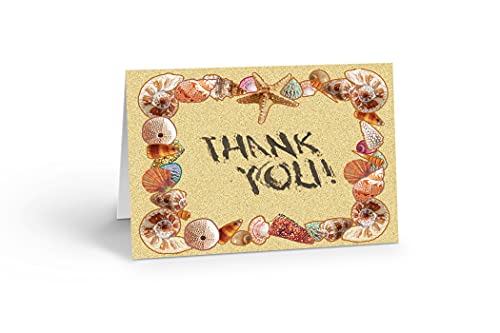 Image of Stonehouse Collection Beach Note Card Set - 10 Boxed Beach Sand Note Cards - Sandy Note Card Set - (Shells)