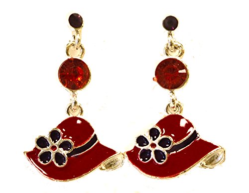 Holiday Deals! Little Red Hat Cloisonne Earrings Red Hat Ladies Society