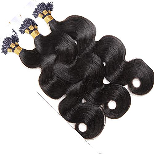 28inch Body Wave Micro Loop Ring Human Hair Extensions Remy Human Hair Brown Color 4# Hair Extension Micro Beads Hair Extensions Loop Hair 100 Strand (14inch 100 strand, Color 1b#)