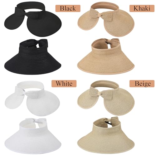 Visera plegable de paja para mujer con ala ancha miniatura 6