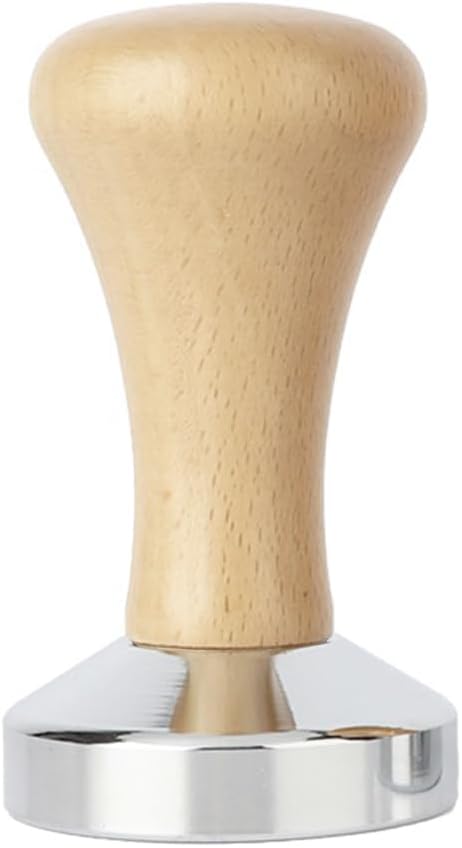 Coffee Tamper, Stainless Steel Espresso Coffee Bean Press Base Espresso Tamper 51mm Tool (Wood)