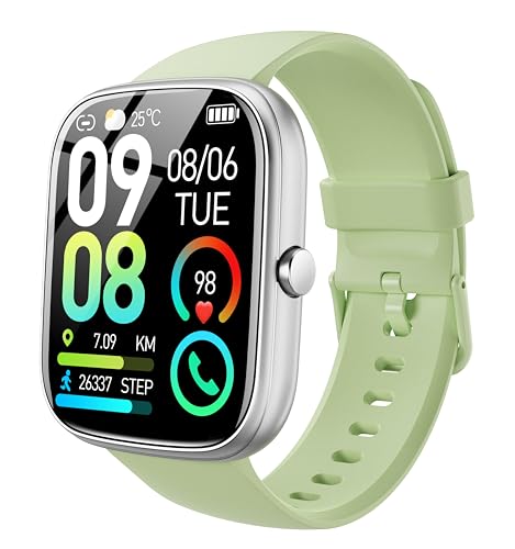 Image of Smart Watch for Men Women (Answer /Make Call), 1.91 inch HD Screen Smartwatch Fitness Tracker, Heart Rate /Sleep Monitor, IP68 Waterproof,110+ Sport Mode Step Counter for Android iOS Green