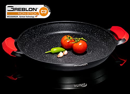 Professional Paella Pan or Frying Pan - Kitchen, Home Essentials - For Sautéing, Roasting, Broiling - 40cm Aluminium Skillet- Stainless Steel Base - German GREBLON Non-Stick Ceramic Reinforced Coating 4 Gallery Image