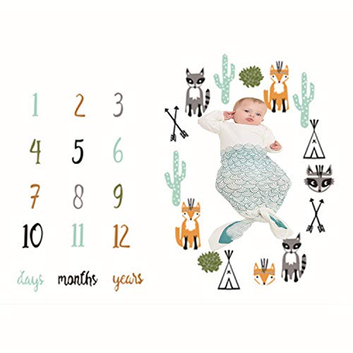 image for Mrotrida Newborn Swaddle Blanket Cute Baby Onesies Long Sleeves Mermai