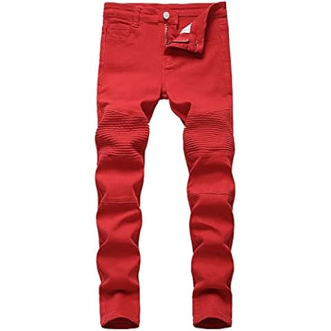 Fredd Marshall Boy's Red Moto Biker Jeans Cover