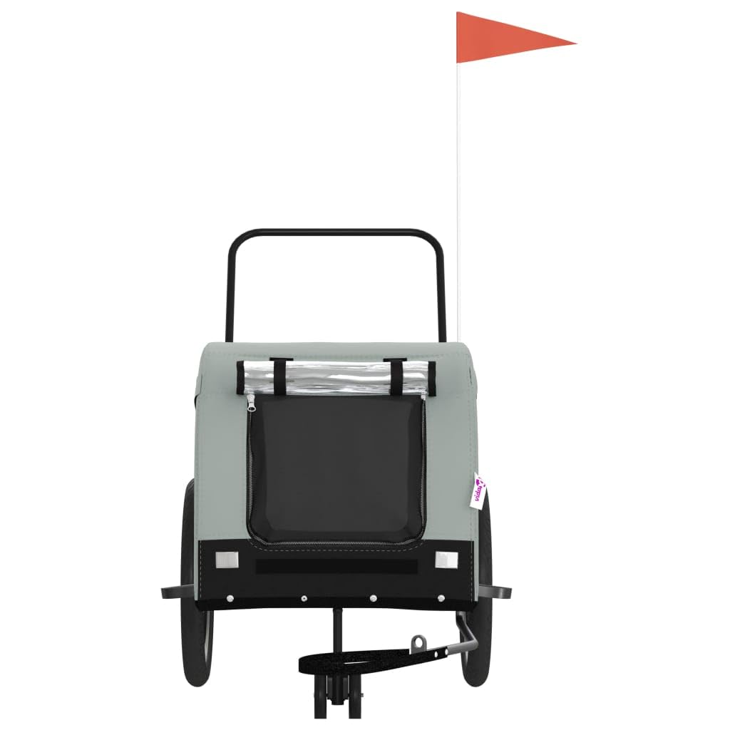 Homgoday Remolque de bicicleta para animales gris y negro Oxford y hierro, mueble carro para perro, carro para bicicleta, carro para perros, transportín perro bicicleta modelo 94028