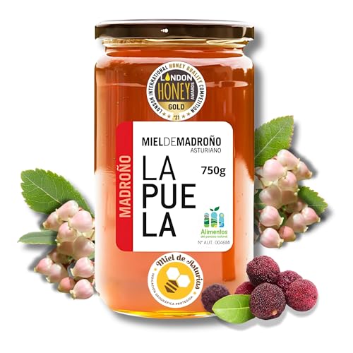 LAPUELA Miel de Madroño 100% Natural. Miel Pura de Abeja Aroma Floral Intenso y Sabor Amargo. Beneficios Saludables y Pura Tradición Más Aroma y Sabor. Producción Artesanal Asturias