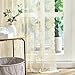 Kotile Beige Lace Curtains 84 Inches Long, 2 Panels Country Rustic Floral Vintage Beige Sheer Curtains for Living Room, Rod Pocket Privacy Light Filtering Window Curtain Drapes, 52 x 84 Inch