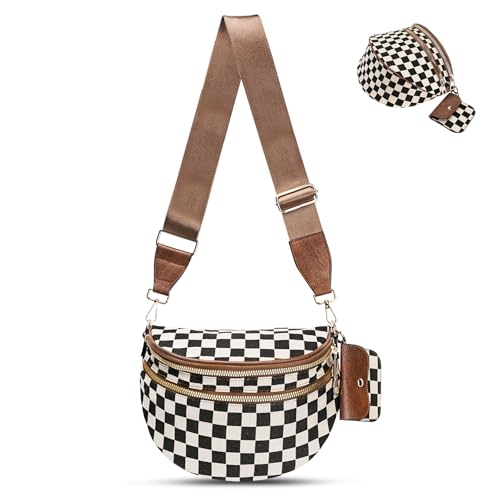 Image of Checkered Crossbody Bag, Bum Bags for Women Crossbody,Spacious Sling Bag Purse Fanny Packs with Shoulder Strap