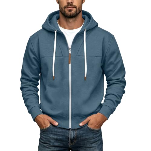 Mens Full Zip Hoodies Fashion Fleece Drawstring Hooded Sweatshirts Jackets - image 6