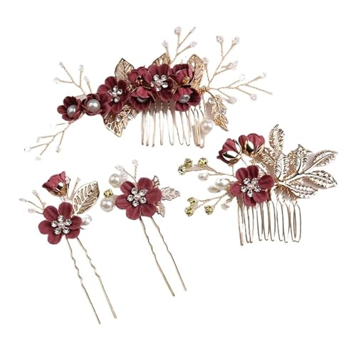 Peignes à cheveux fleurs accessoires de coiffure bal promo feuilles d'or