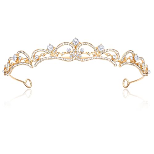 Gold Strass Tiara, Kristall Diadem Hochzeit Krone Stirnband Prinzessin Elegante Krone Braut Hochzeit...