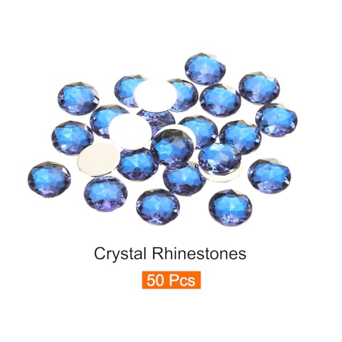 Image of MECCANIXITY Flat Back Round Acrylic Rhinestones,20mm Deep Blue Flatback Crystal Rhinestones for Crafts Clothes Shoes DIY Decoration Gifts 50Pcs