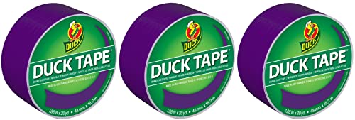 Image of Duck Brand 283138 Color Duct Tape, Purple, 1.88 Inches x 20 Yards Each Roll, 3 Rolls