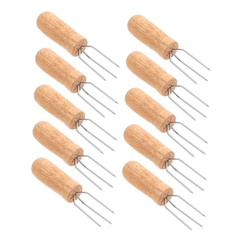 KITANDOVE 10pièces Fourchettes à Acier avec Poignée Ensemble De Ustensiles De Barbecue pour Camping Et Pique- Accessoires De pour Légumes Et Fruits