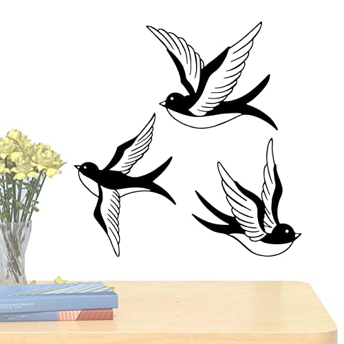 Decorhome Pegatinas para ventana de pájaro - 3 piezas acrílico negro pájaro decoración de pared pegatinas de pared arte mural 2D pegatinas de pared para sala de estar, oficina, ventana, decoración de