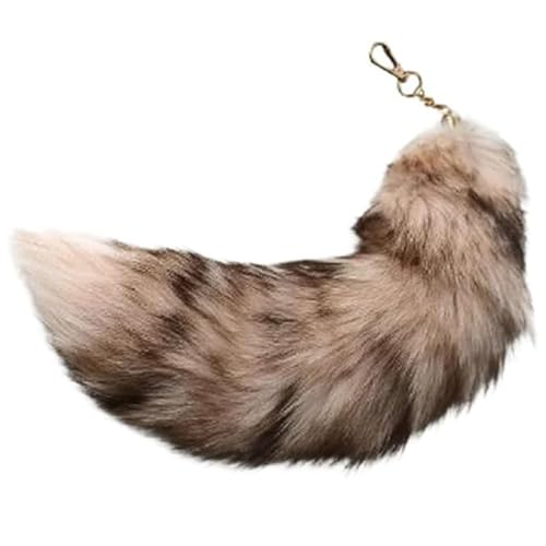 Nocyclonic Therian Tail, Fuchsschwanz Anhänger Kunstfell 40cm, Furry Fox Tail, Fell Schwanz Keychain, Tierschwanz Anhänger für Tasche Cosplay Zubehör Charme