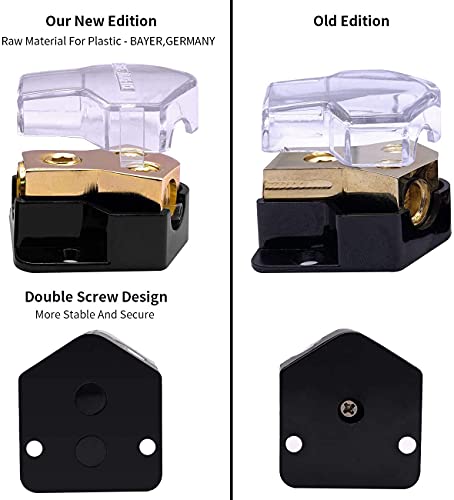 Leigesaudio 2Pack 0/2/4 Gauge In 4/8 Gauge Out 2 Way Amp Copper Power Distribution Block For Car Audio Splitter #TOP4