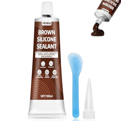 Allisway Silicone Marron, Colle Silicone, Mastic Acrylique, Mastic pour Joints de Brique, Pierre, Portes et Fenêtres, Usage Intérieur/Extérieur, Haute Résistance aux Intempéries,100 ml