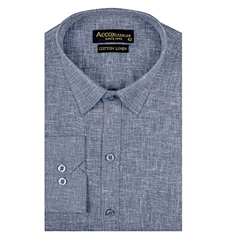 ACCOX Men’s Full/Long Sleeves Formal Regular Fit Cotton Linen Plain Shirt (GCRFS29) For Rs. 489 @ 67% off