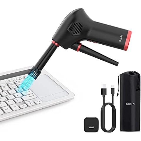SooPii Cordless Air Duster for Computer Cleaning, Compressed Air Blower with Rechargeable Battery,Powerful 40000 RPM,Handy Electric Dust Cleaner for Car, Keyboard, Fans,Printer and More … Cover