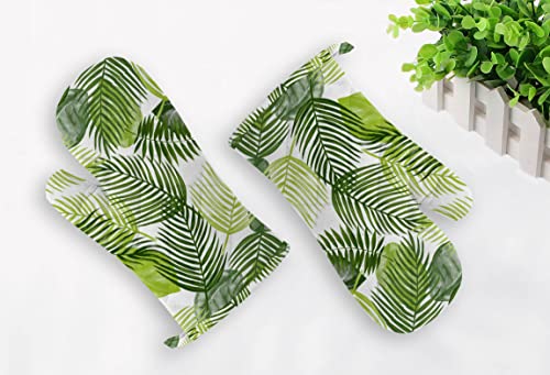Image of Oasis Home Cotton Shell with Inner Polyester Printed Glove Set - K Green Leaf (Pack of 2)