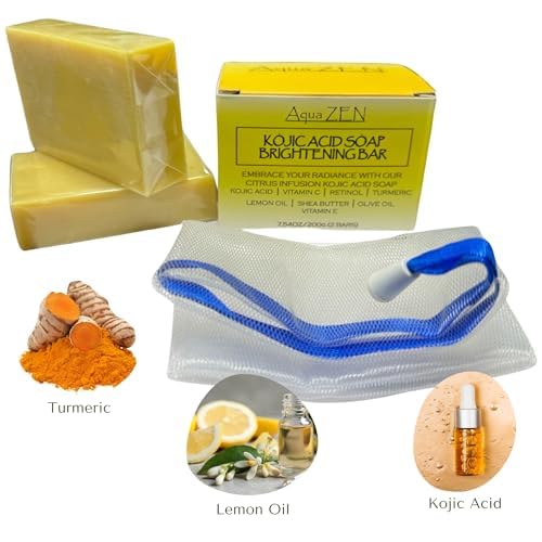 Miniatura 7 de Jabón de ácido kójico, barra iluminadora de limón y cúrcuma con cúrcuma, aceite de limón, vitamina C+E y retinol  (2) barras de 3.5 onzas EA + red