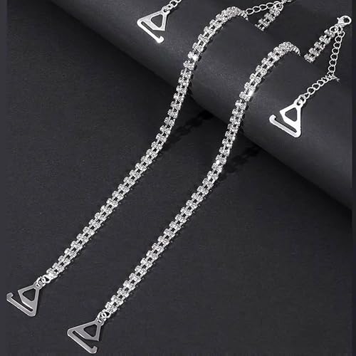 Image of CURATED CART 2 Pcs Adjustable Rhinestone Bra Straps for Women - Non-Slip Bling Shoulder Straps - Sexy Crystal Dress Accessories - Replacement for Wedding, Party Outfits and Beachwear